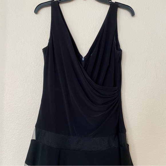 Ralph Lauren Black Tiered Mesh Faux Wrap Dress - Picture 7 of 15
